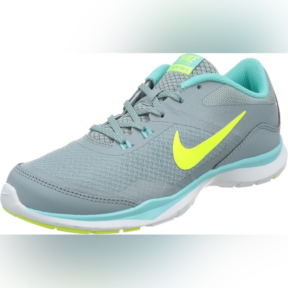 NIKE Flex Trainer 5 Dover Grey/Volt/Lght Aw/TI TNT Training Shoes Size 11 - Picture 2 of 14